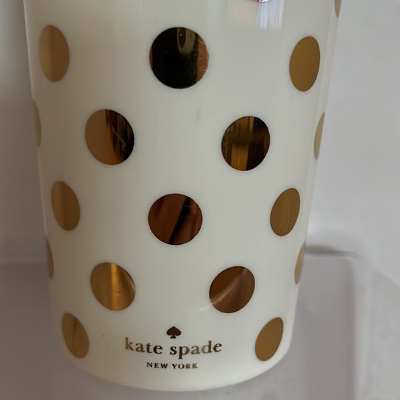 Kate Spade Cream with Gold Dot Acrylic Cold Cup Tumbler/Clear Straw EUC 24oz - Picture 2 of 4